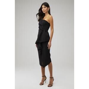 GIBUI S Halter Dress Cocktail Ruffle Modern Minimalist Little Black Straoless